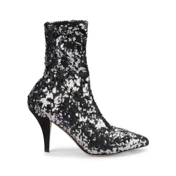 NWOT Valentino Garavani Sequin Sock Booties Nero Silver Size 35.5 (US 6) - Picture 2 of 10